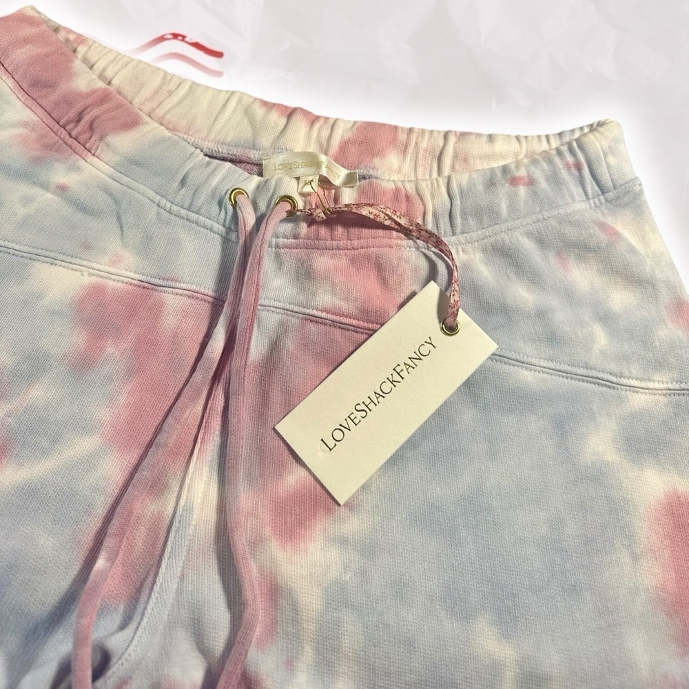 NWT LoveShackFancy ‘Etty’ Cropped Jogger Pant in Pink & Blue Tie Dyed Cotton XS - Picture 12 of 16